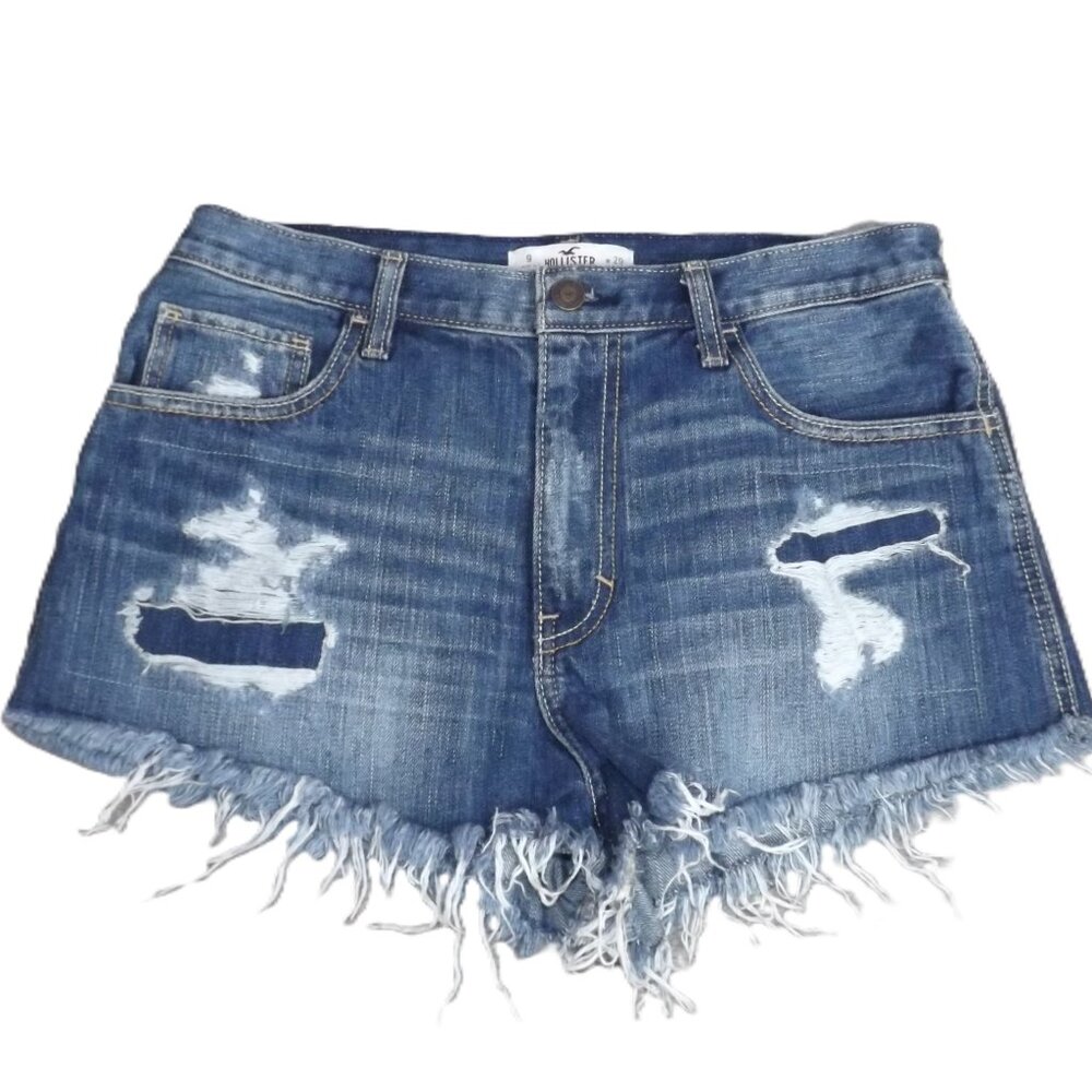 Hollister Distressed Cutoff Shorts Womens Size 9 Blue Denim